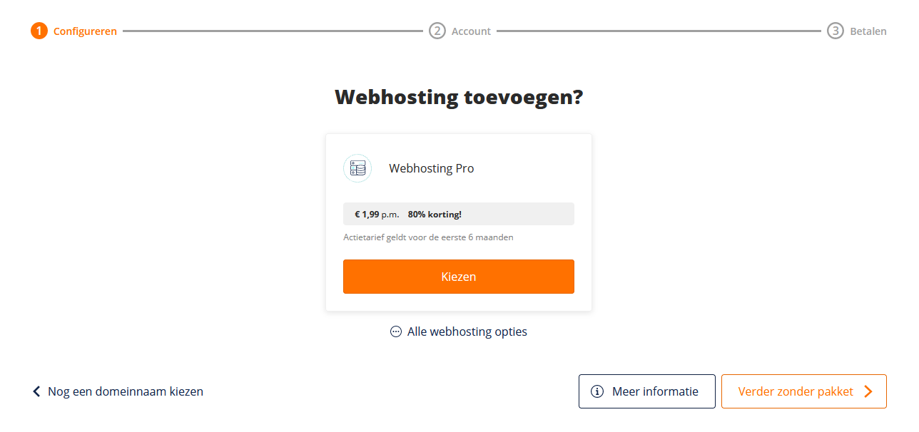 Kies een webhostingpakket