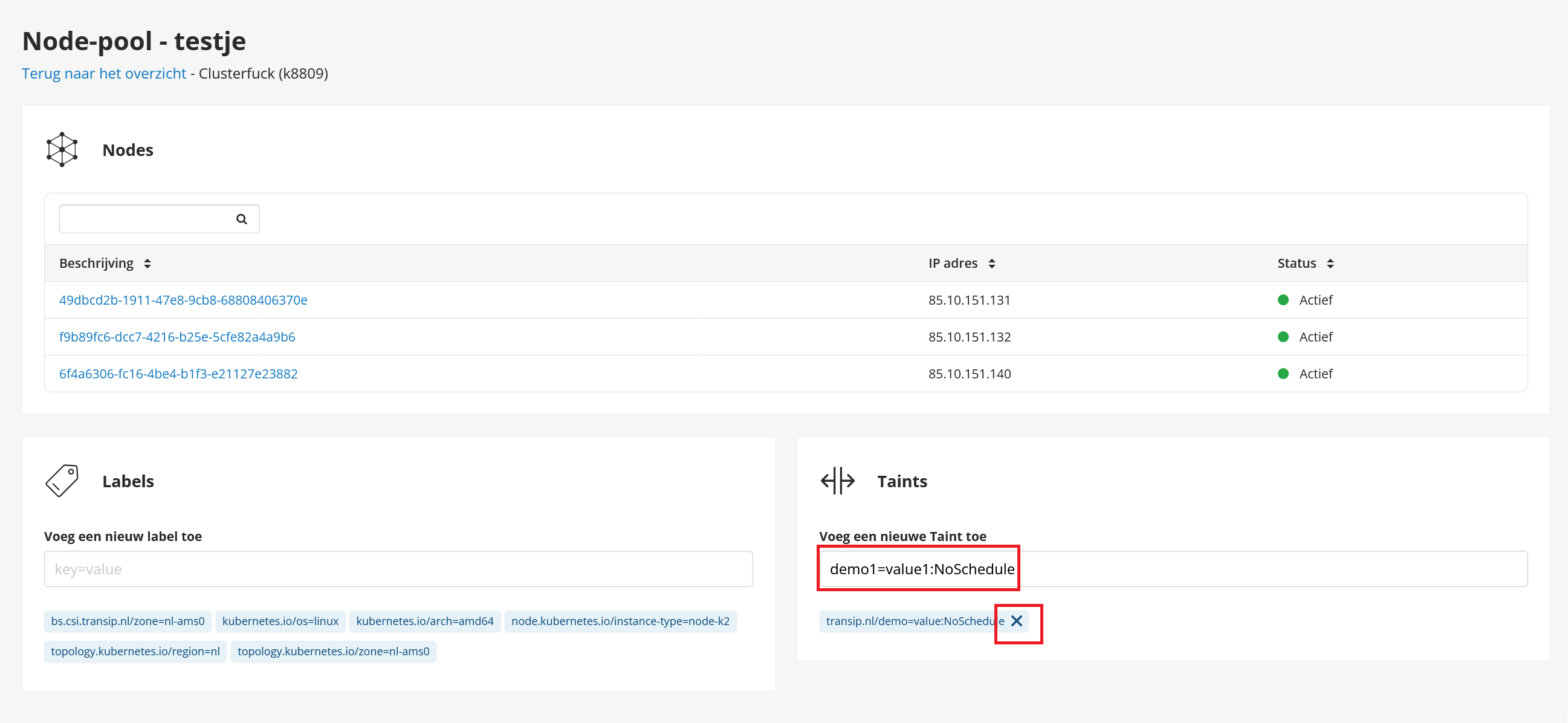 cp k8s node pool overview adding a taint