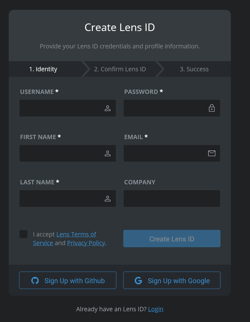 lens create id step 2