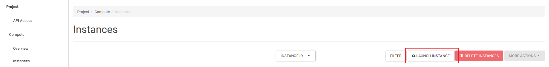 launch instance