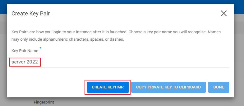 create keypair