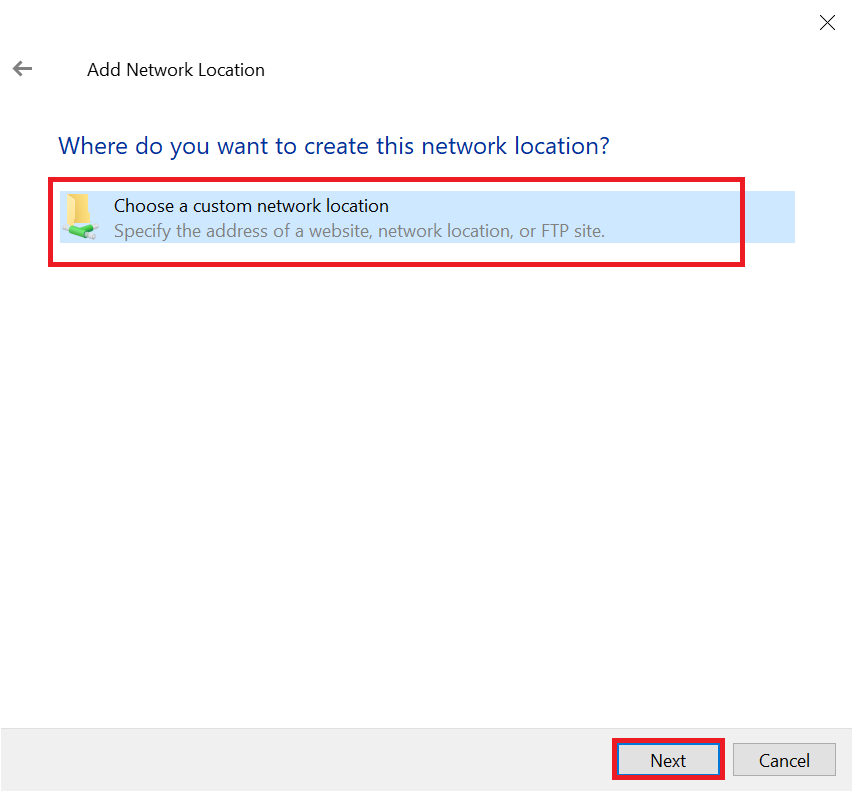 add network location choose