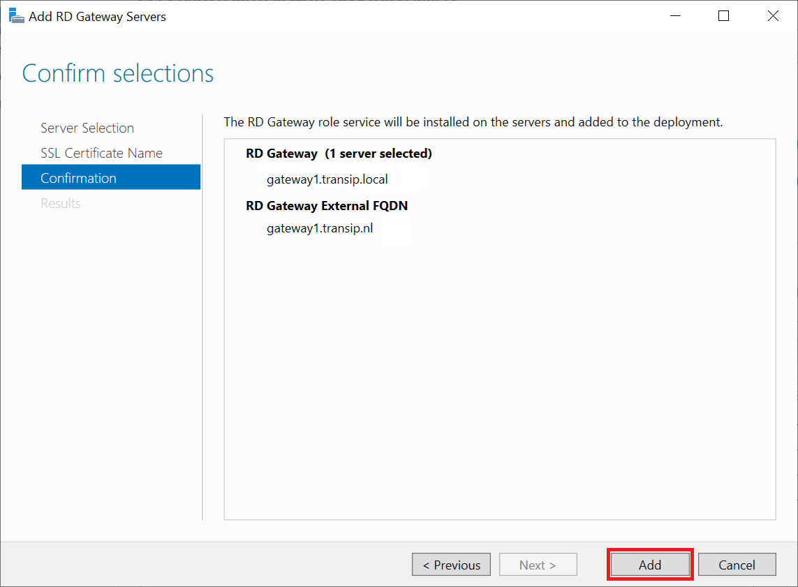 add rd gateway servers confirmation