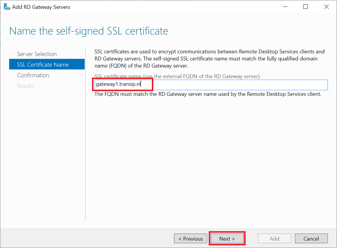 add rd gateway servers ssl name
