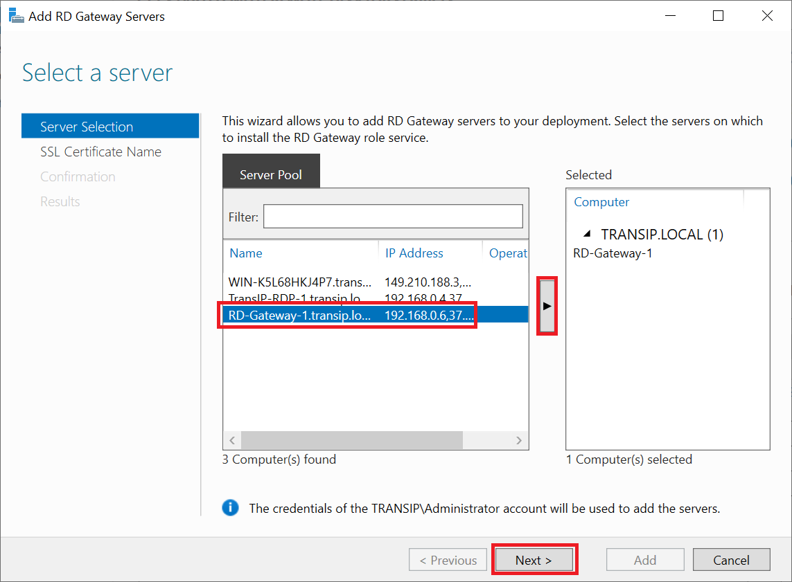 add rd gateway available servers