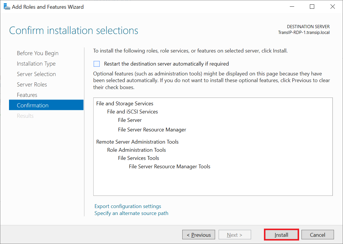 add role iscsi confirmation