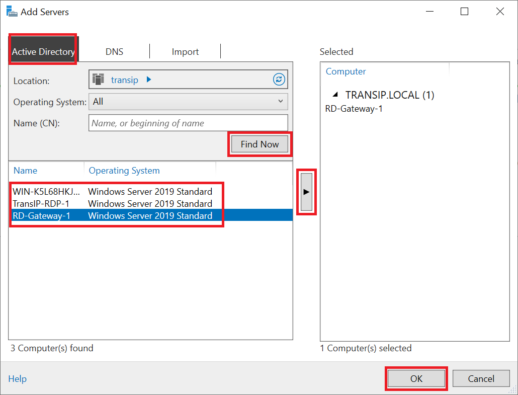 add servers active directory