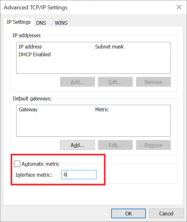 advanced tcp settings metrics