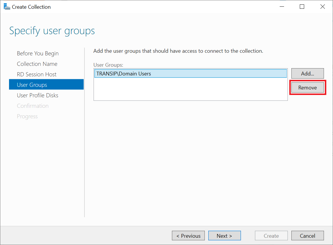 create collection groups remove