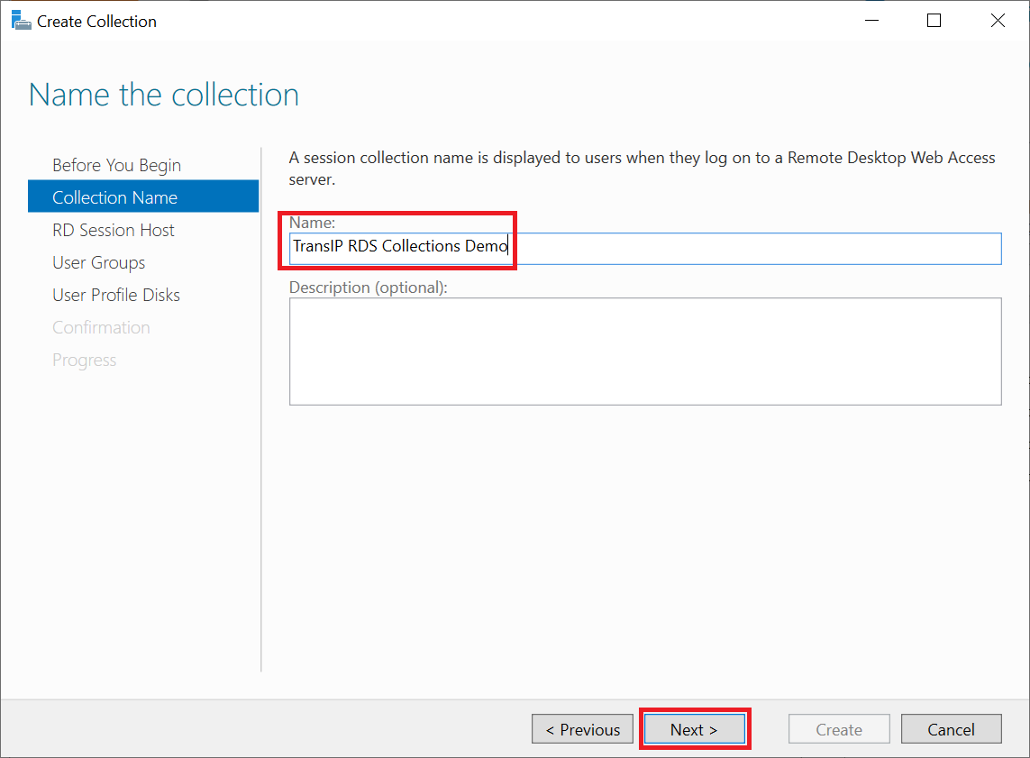 create collection name