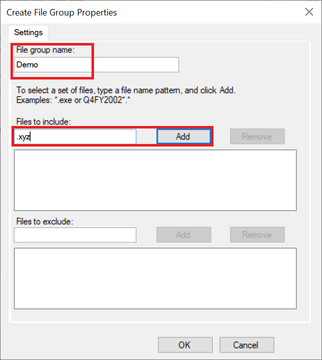 create file group properties