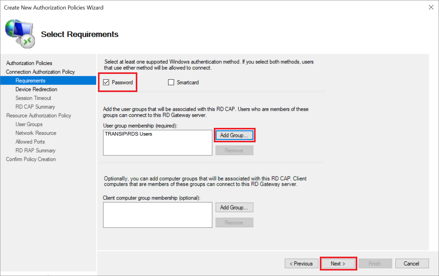 new authorization wizard cap requirements