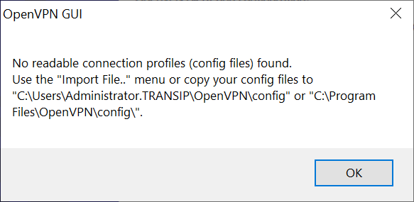 openvpn gui no connection profiles