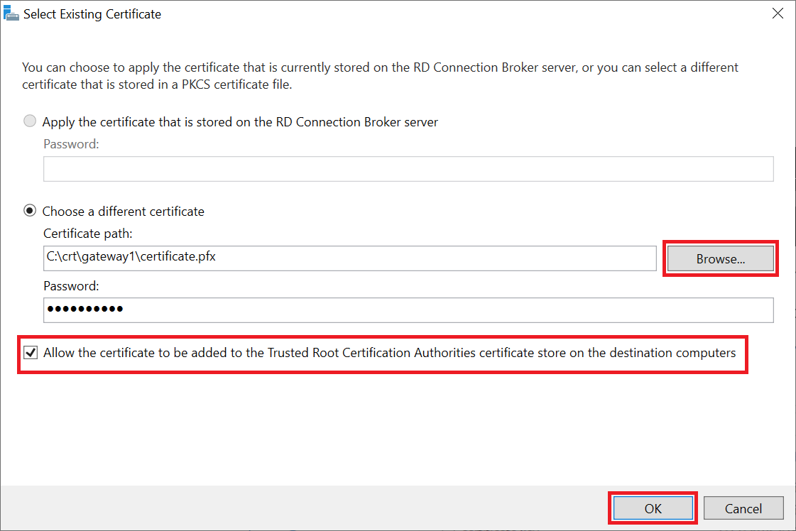 rds configure deployment select certificate