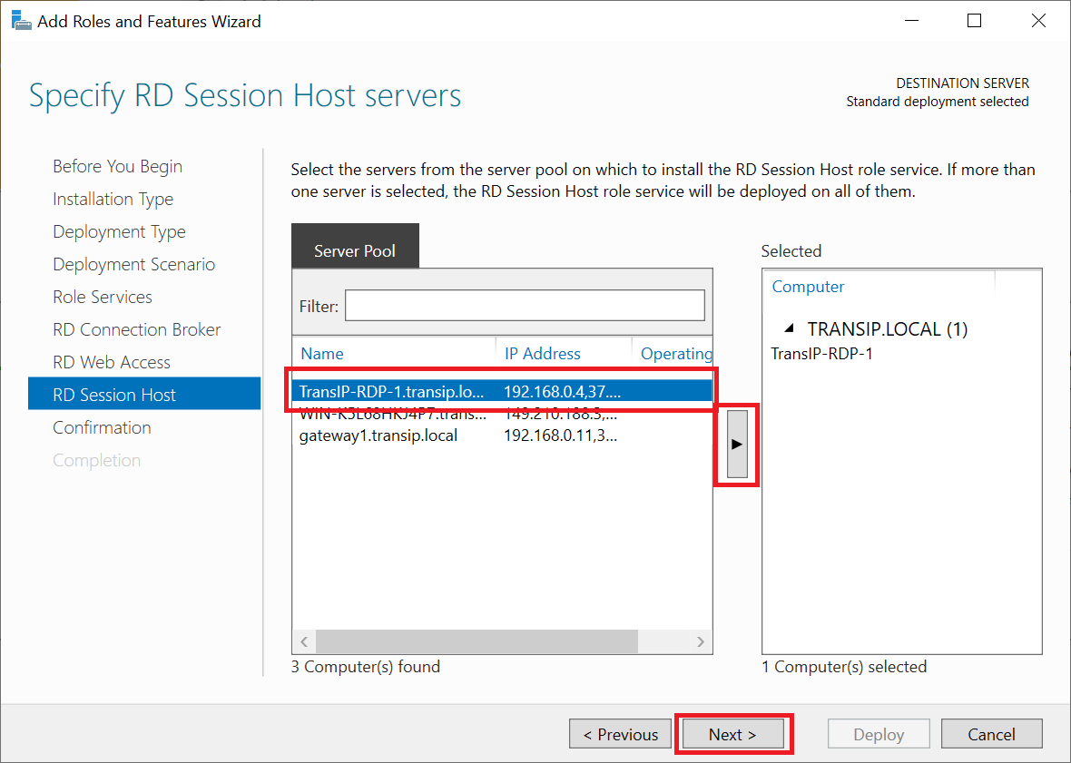 rds deployment session host