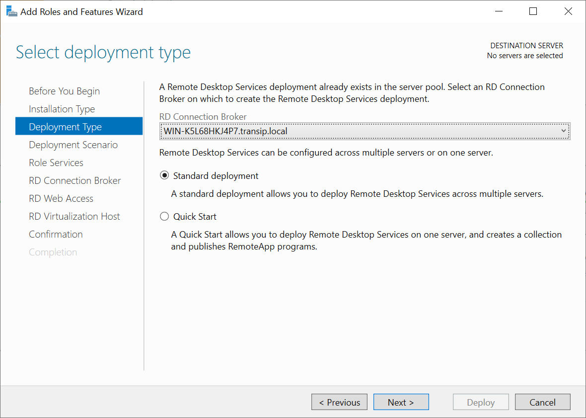 rds deployment type select connection broker