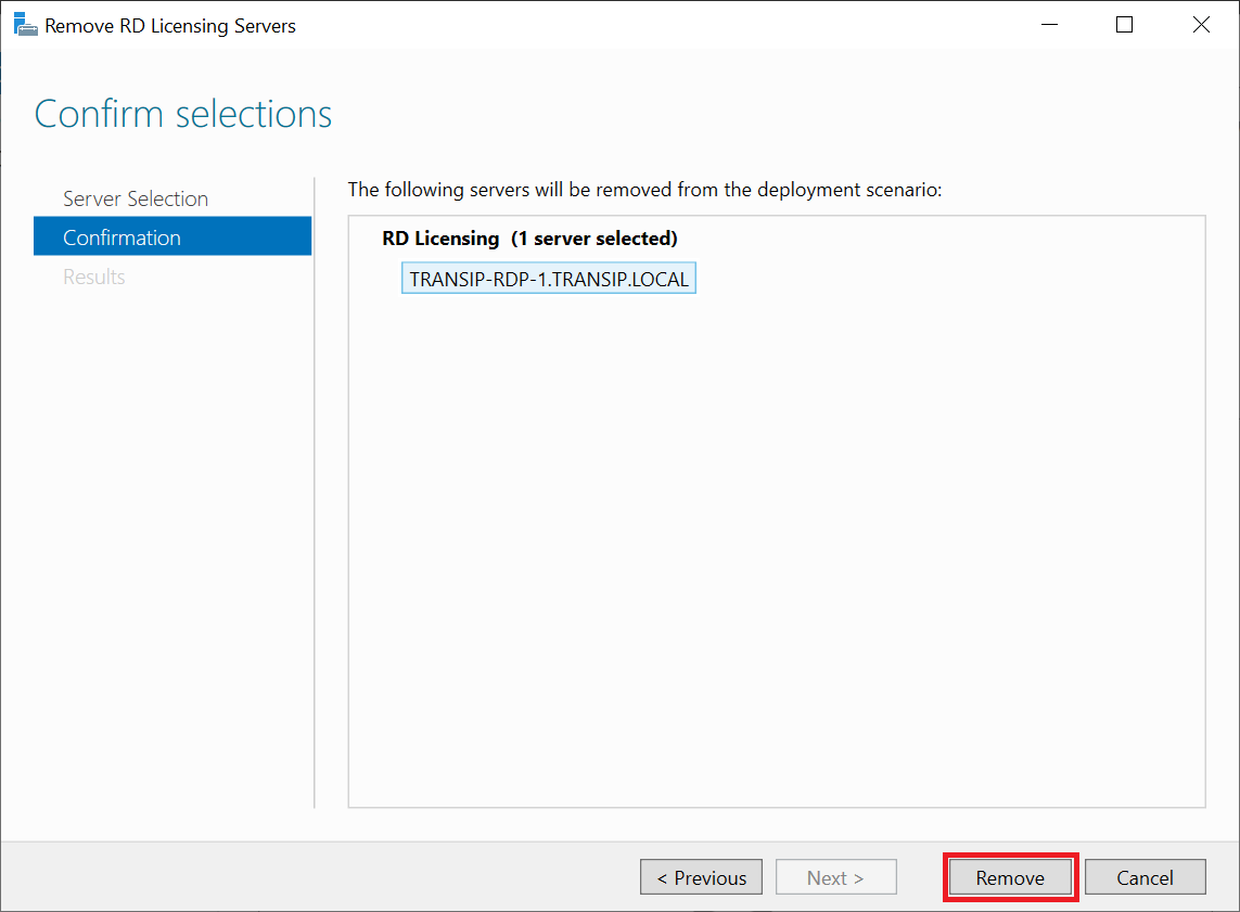 remove rd licensing server confirmation