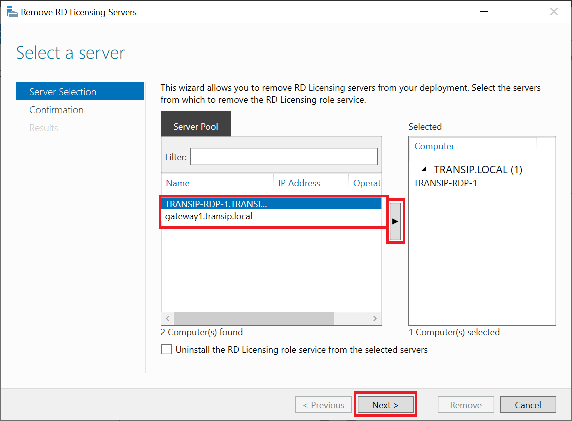 remove rd licensing server selection