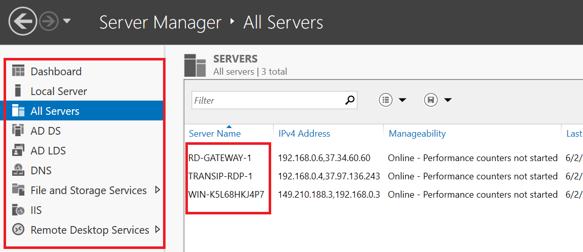 server manager all servers multiple