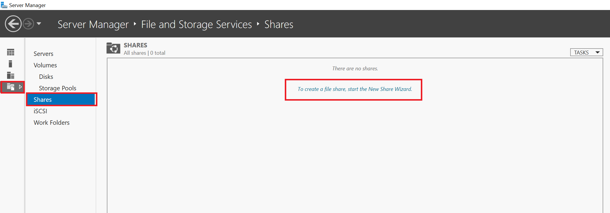 server manager file storage services new share
