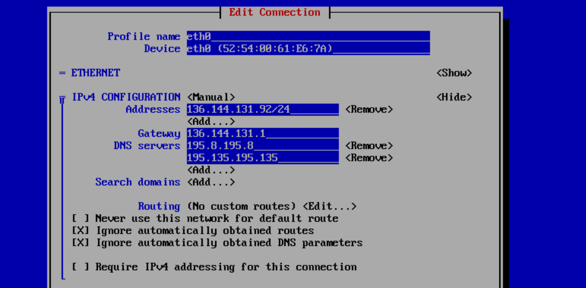 nmtui ipv4 manual show