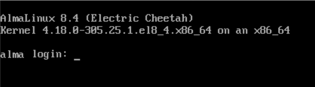 almalinux 8 login screen