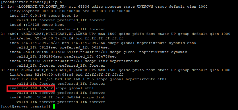 ip a output with keepalived virtual IP