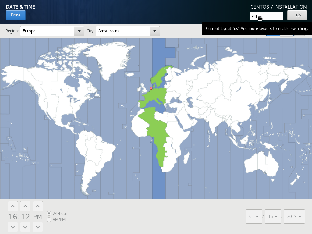 centos 7 installation - date & time