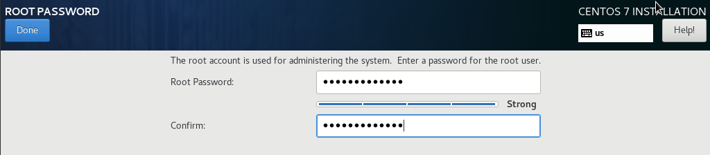 centos7 installation root password