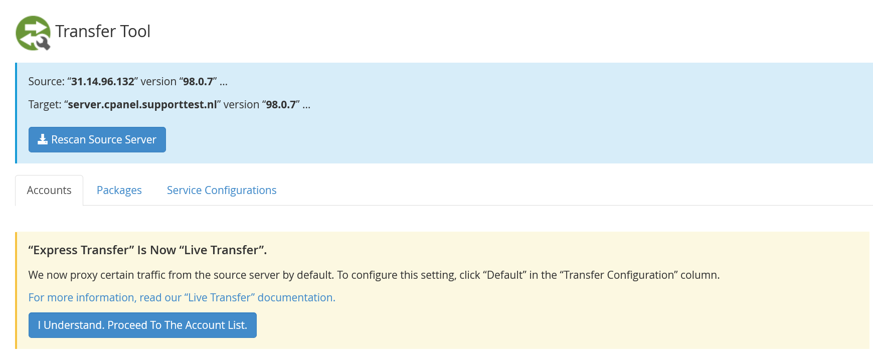 whm transfer tool accounts