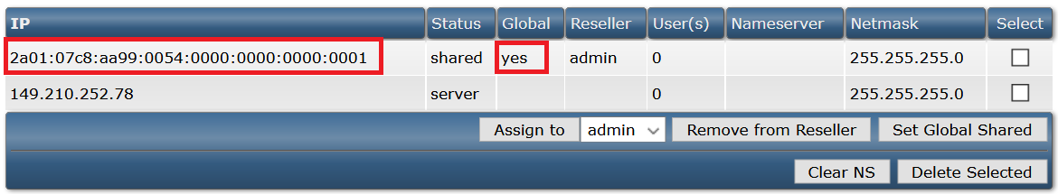 da ip management select ipv6 address