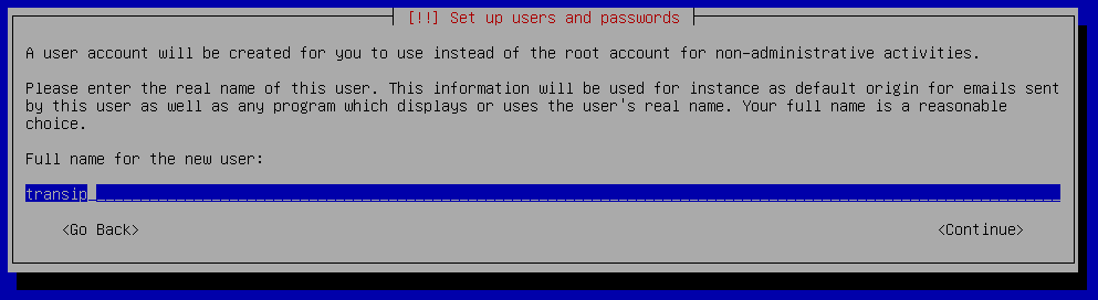 debian9 installation create account