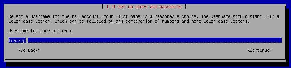 debian9 installation create user