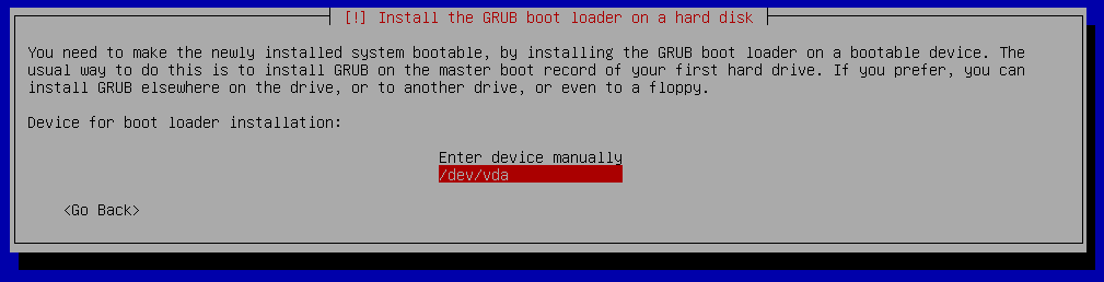 debian9 installation install grub - disk selection