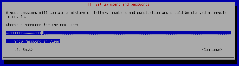 debian9 installation new user password