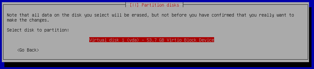 debian9 installation select disk to partition