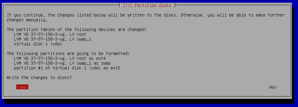 debian9 installation write changes doublecheck