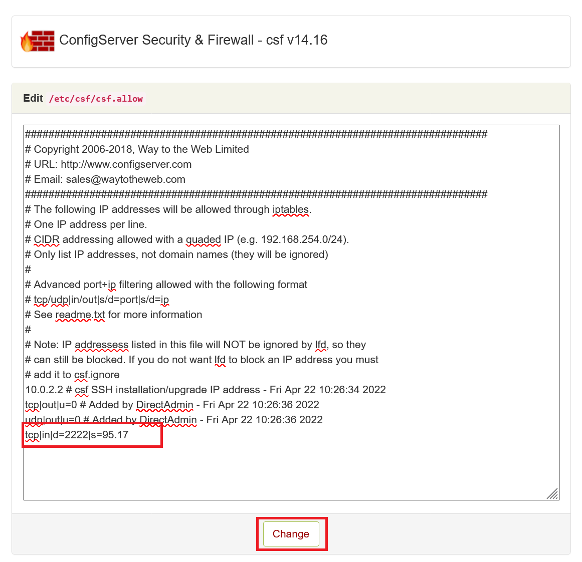 csf firewall allow ip