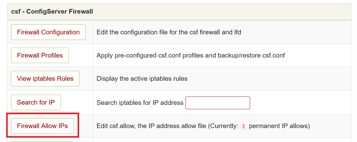 directadmin csf firewall allow ips