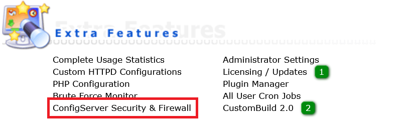 directadmin extra features csf firewall