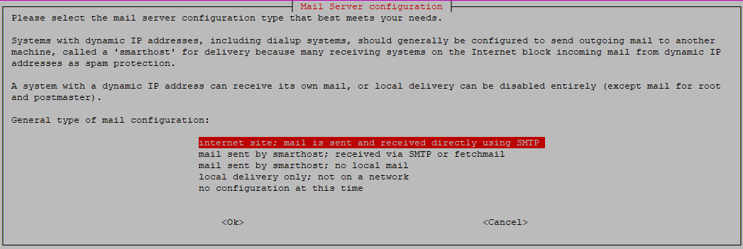 exim reconfigure type