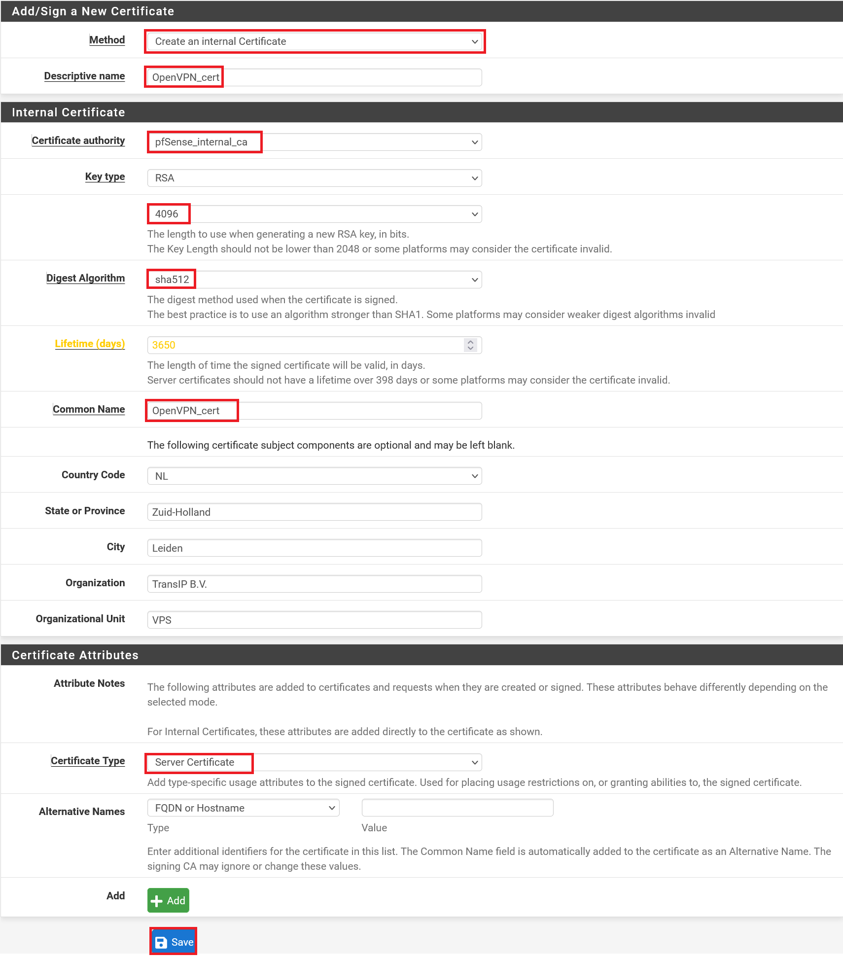 pfsense cert manager certs new