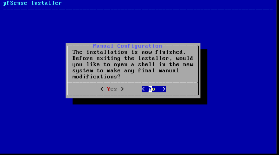 pfsense installer finished