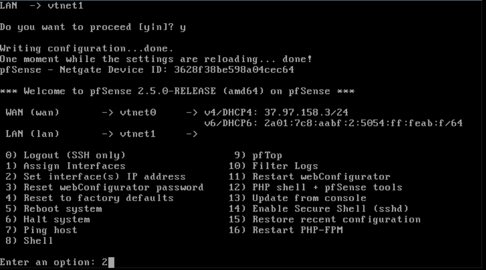 pfsense shell set interface ip