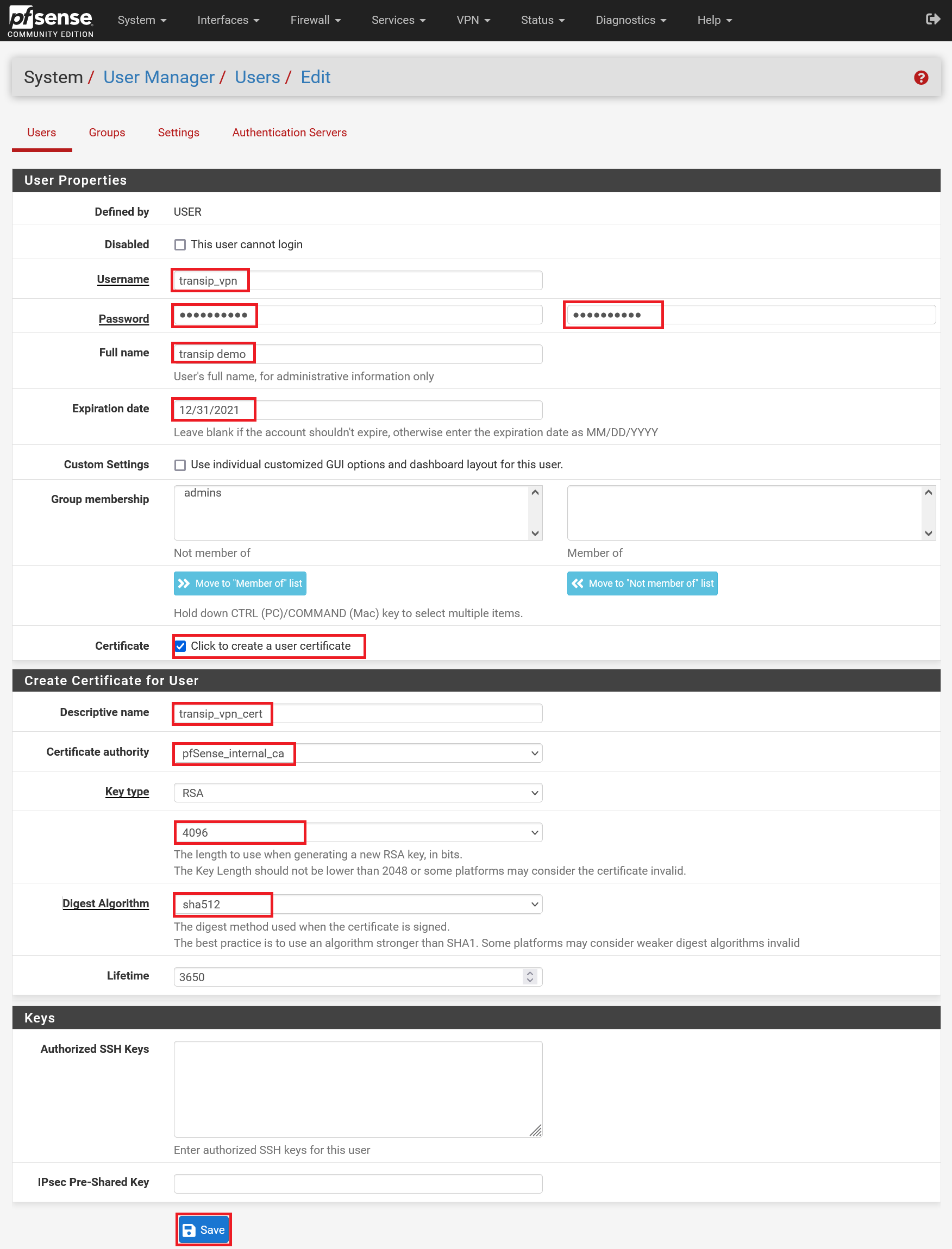 pfsense user manager add