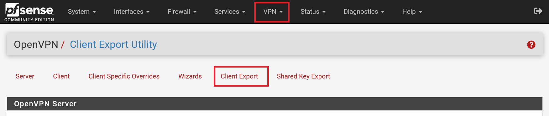 pfsense vpn client export