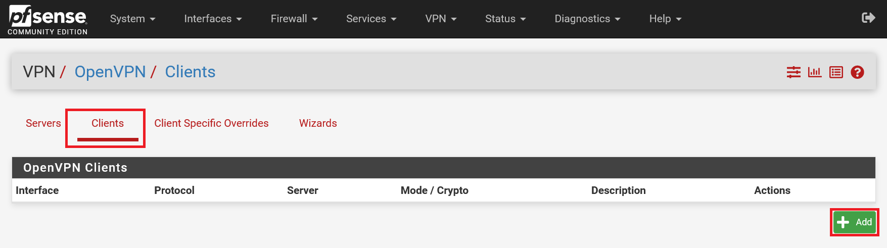 pfsense openvpn clients add