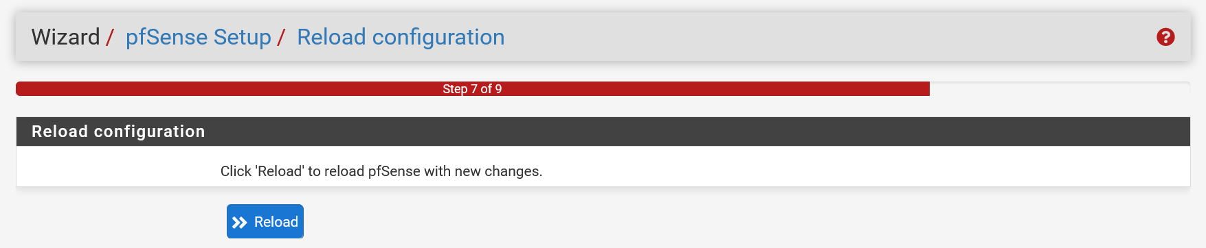 pfsense wizard reload