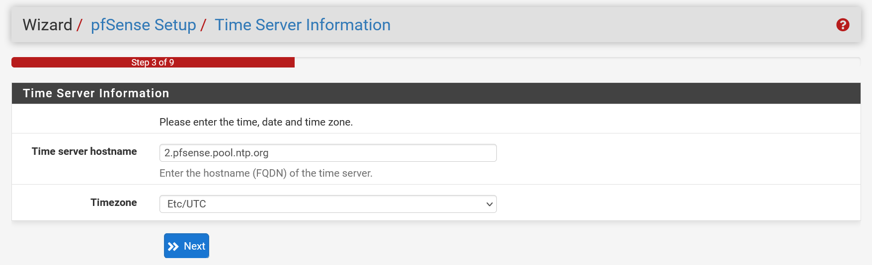 pfsense wizard time settings