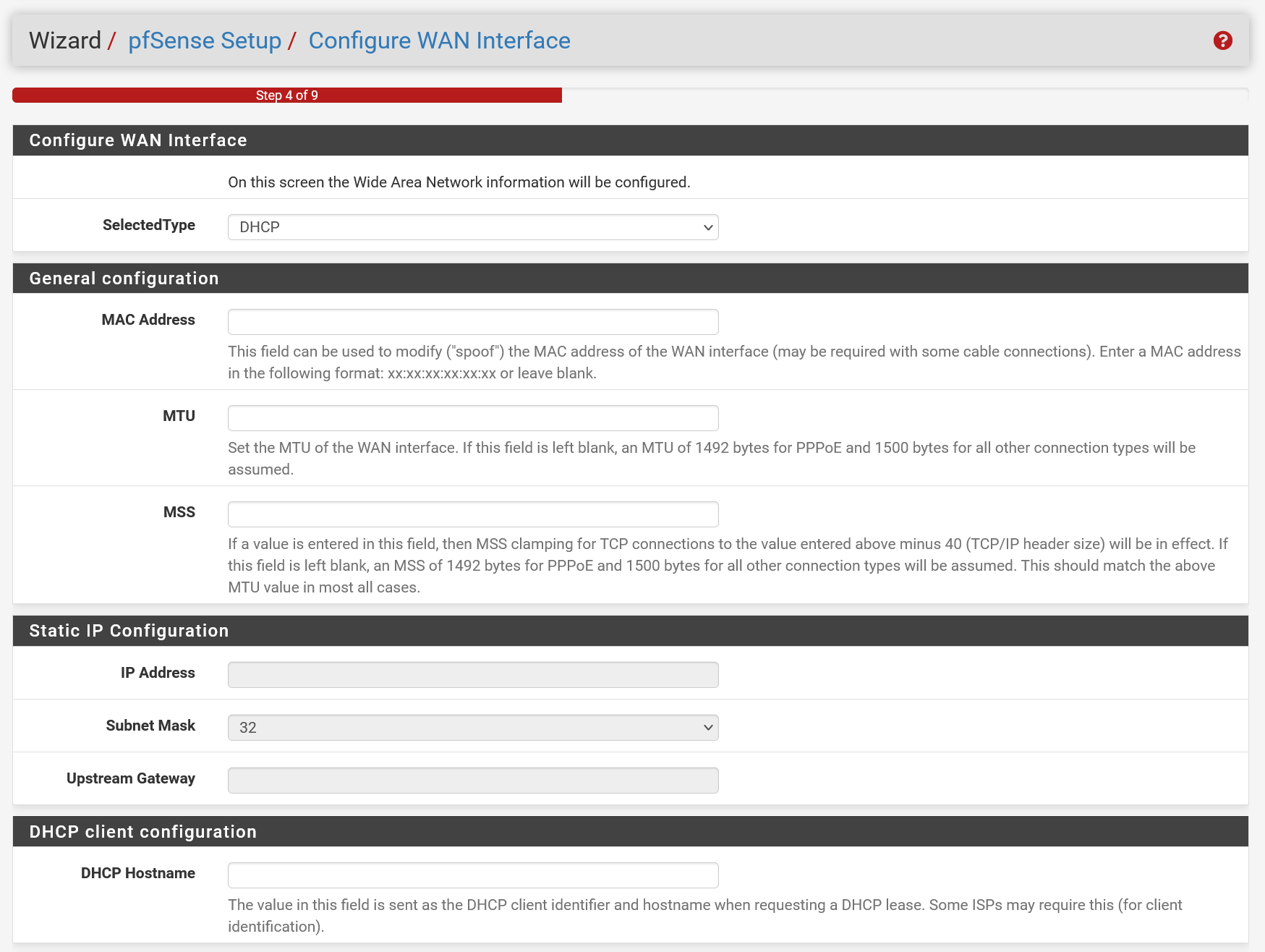 pfsense wizard wan settings